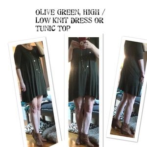 Olive Green, Knit Dress